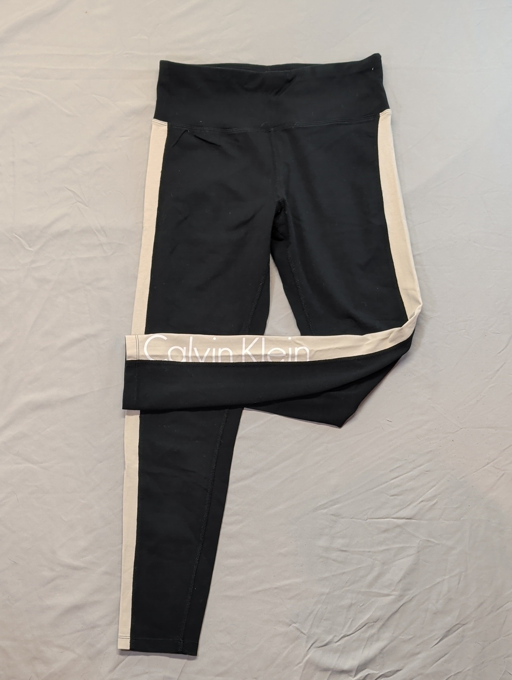 Calvin Klein Black Leggings with Beige Side Panels